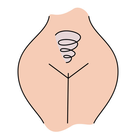 Female body and women's hygiene and health concept. Menopause, Urinary incontinence, Gynecology and care for women's sexual health. Maternity and pregnancy sign. Illustration in cartoon style.の写真素材