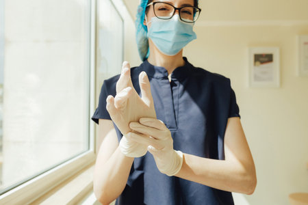 Woman in medicine, young dentist professional, teeth and dentist for dental care, appointment or checkup at clinic. Tooth whitening, cleaning or oral, mouth and gum care. Part of a series. Close-upの写真素材