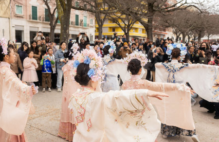 Lisbon, Portugal, 2025. Lunar New Year parade, celebrating the Asian community in Portugal. Festive...