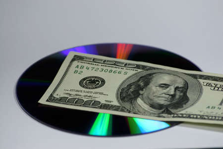 cash with cd dvdの写真素材