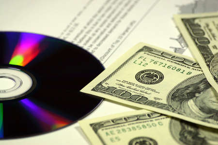 dvd, text and moneyの写真素材