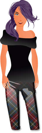 model in black clothes のイラスト素材