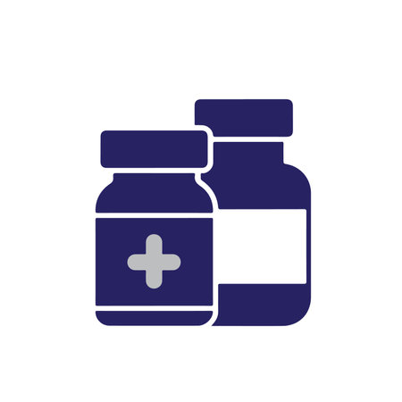 medicine bottle icon on white background. vector illustration. flat style.のイラスト素材