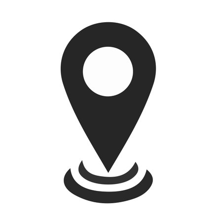 pin location icon, black and white design. vector illustrator.のイラスト素材