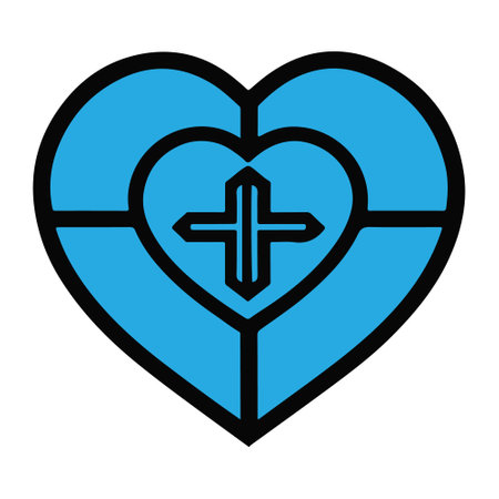 heart with cross symbol isolated icon vector illustration graphic design in black and blueのイラスト素材