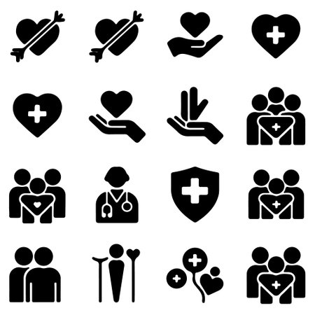 Healthcare and medicine icons set. Vector illustration isolated on white background.のイラスト素材