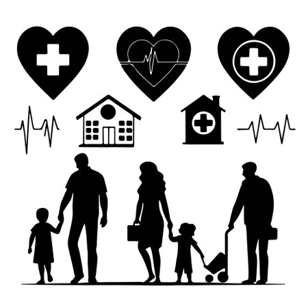 family healthcare design, vector illustration eps10 graphic in black and whiteのイラスト素材