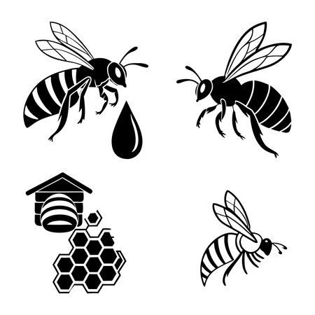 Illustration Of Bees A Honeycomb And A Beehive. Professional high-quality vector illustration, perfect for print and web use.のイラスト素材