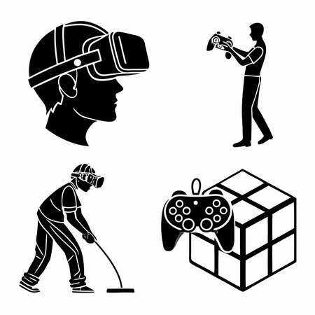 video game design, vector illustration eps10 graphic in black and whiteのイラスト素材