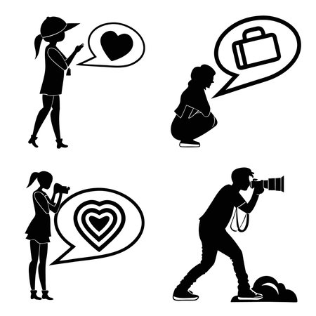 Professional vector illustration showing people using social media and communication icons. Ideal for posters, infographics, web, and print projects.のイラスト素材