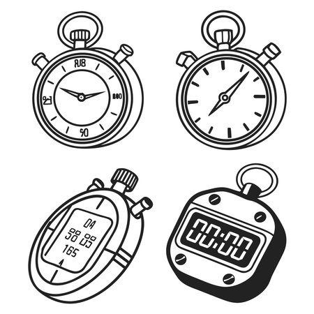 Professional vector illustration showing hand drawn stopwatch vector illustration. Ideal for posters, infographics, web, and print projects.のイラスト素材