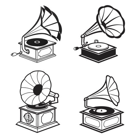 Gramophone icons set. Simple illustration of 9 gramophone icons for webのイラスト素材
