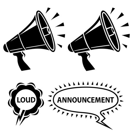 Megaphone and speech bubbles. Loudspeaker icon. Vector illustrationのイラスト素材