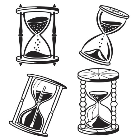 Set of hourglasses on a white background. Vector illustration.のイラスト素材