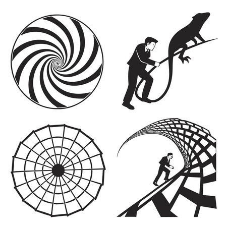 Businessman and snake. Set of black silhouettes. Vector illustrationのイラスト素材