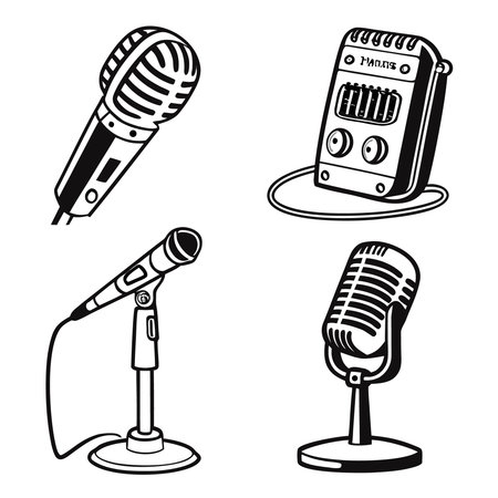 Microphone icons set. Simple illustration of microphone vector icons for webのイラスト素材