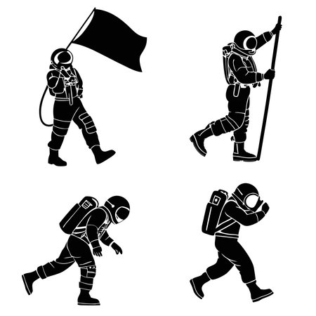 Astronaut set icons in black style. Big collection of astronaut vector symbol stock illustrationのイラスト素材
