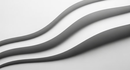 a minimalist image showing three gray curved lines against a white background in a wavy pattern.の写真素材