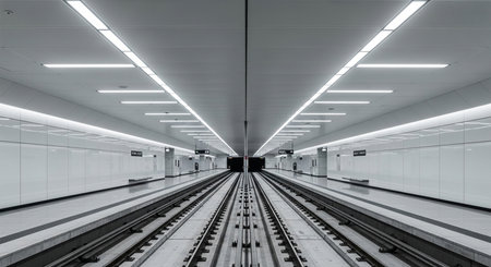 Interior of a subway station in the city of Moscow, Russiaの写真素材