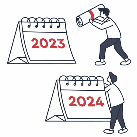 2023 new year calendar with man with megaphone, vector illustrationのイラスト素材