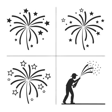 Fireworks icons set. Firework vector icons. Firework vector iconsのイラスト素材