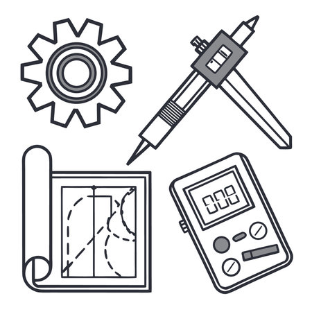 Set of drawing tools and instruments. Flat design. Vector illustration.のイラスト素材