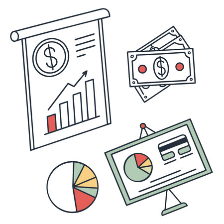 Set of icons on the topic of business, finance and banking. Vector illustrationのイラスト素材