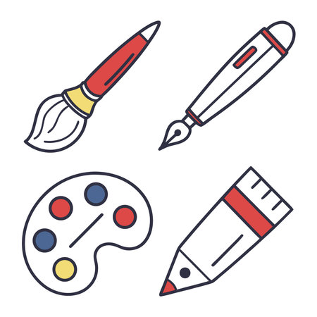 Set of school supplies. Vector illustration in a flat style on white background.のイラスト素材