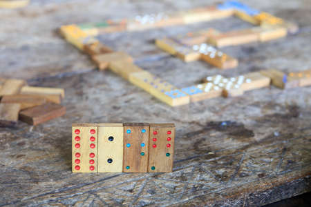 playing domino, details of  piecesの写真素材
