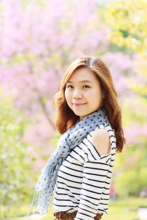 Portrait asia woman  in park outdoor の写真素材