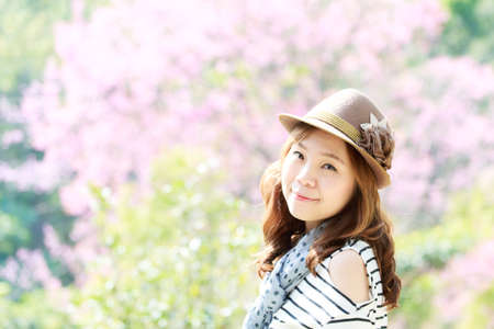 Asia woman  in park outdoor の写真素材