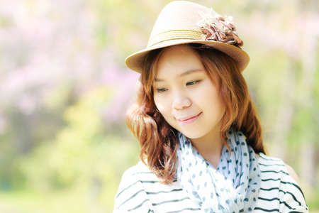 Asia woman  in park outdoor の写真素材
