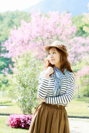 Asia woman  in park outdoor.の写真素材