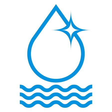 Water blue drop icon. Isolated aqua logotype sign on white background. Vector illustration, graphic design for web, print material.のイラスト素材