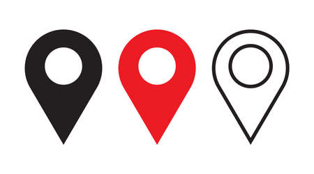 Set of Map pin icon. Place symbol. GPS pictogram, flat vector sign isolated on white background....