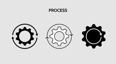 process activity workflow wheel icon. Gear cog wheel vector illustration isolated background.のイラスト素材