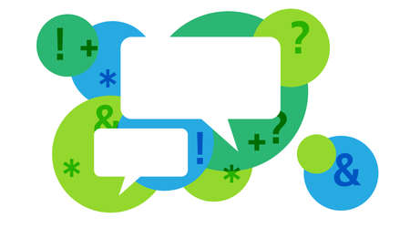Speech bubbles with dialog words Vector bubbles speech illustration. Thinking and speaking cloudsのイラスト素材