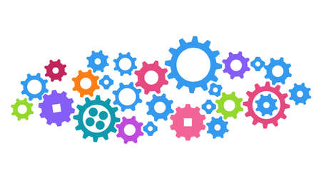 Gears colors in Progress., icon, vector Isolated illustrationのイラスト素材