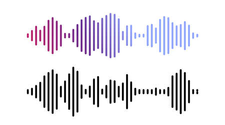 Vector sound waves set. Audio equalizer technology, pulse musical. Vector illustrationのイラスト素材