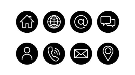 Set of thin line web symbol icons. UI mobile, website elements. Vector collection of black and white buttonsのイラスト素材