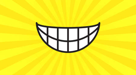 Big Happy Tooth Cartoon Smile vector icon, Logo.のイラスト素材