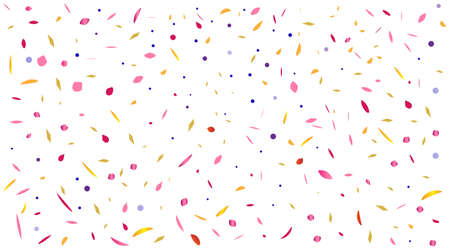Vector abstract background with many falling tiny colorful confetti pieces and ribbon. Carnival, Christmas or New Year decoration colorful party pennants for birthday , festivalのイラスト素材