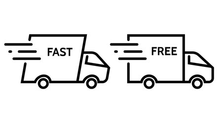 Fast delivery Truck, pin simple line icon service. Vector illustration isolated.のイラスト素材