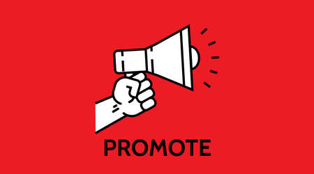 Promotion icon. Simple element illustration. Promotion concept symbol design. Online web and mobile. promote bullhorn marketing. .Vector linear illustration. Isolatedのイラスト素材