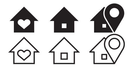 home icon set. Silhouette design elements. Button isolated collection. Vector symbol illustrationのイラスト素材