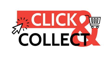 Click collect sign. cart. Vector isolated symbol illustrationのイラスト素材