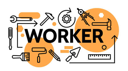 Worker tools concept background Labour Day Concept Illustration vector Background.