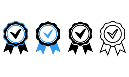 Quality icon. warranty rosette best guarantee symbol Vector glyph isolated illustrationのイラスト素材