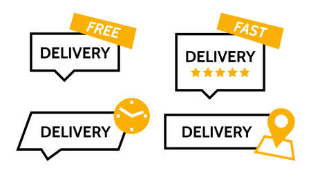 Free delivery  button, tag. Fast delivery, pin simple line icon service. Vector illustration isolated.のイラスト素材