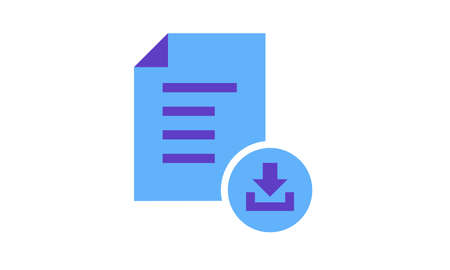 Download document icon, file button. flat vector data archive simbol illustration isolated web elementのイラスト素材